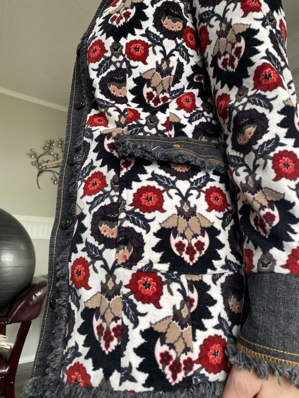 Etcetera Black and White Floral Women Luxury Coat Jacket Brand Size M
